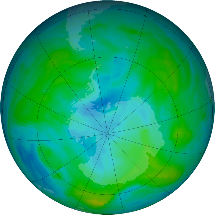 Antarctic ozone map for 28 February 1982